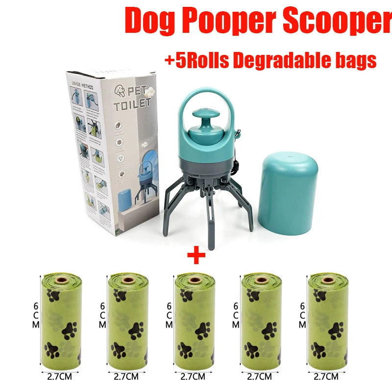 Portable Dog Waste Management Tool with Built-In Garbage Bag - Handheld, No-Touch Pooper Scooper for Outdoor Use