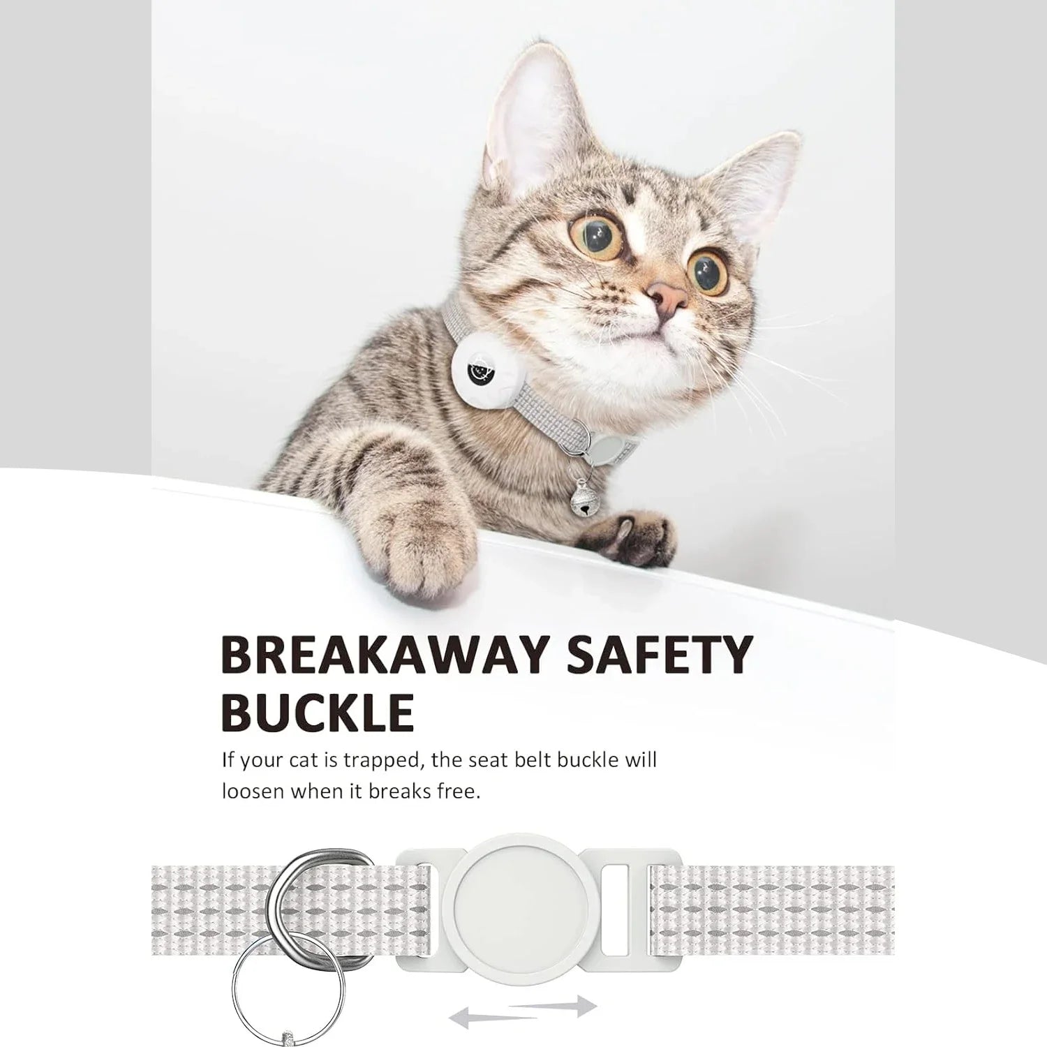 Air Tag Pet Collar with Airtag Holder and Bell Reflective GPS Kitten Collar for Girl Boy Cats Gatos