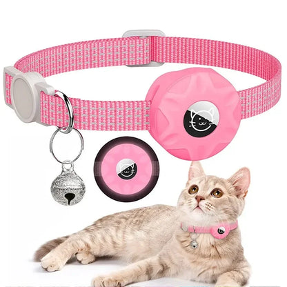 Air Tag Pet Collar with Airtag Holder and Bell Reflective GPS Kitten Collar for Girl Boy Cats Gatos