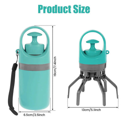 Portable Dog Waste Management Tool with Built-In Garbage Bag - Handheld, No-Touch Pooper Scooper for Outdoor Use