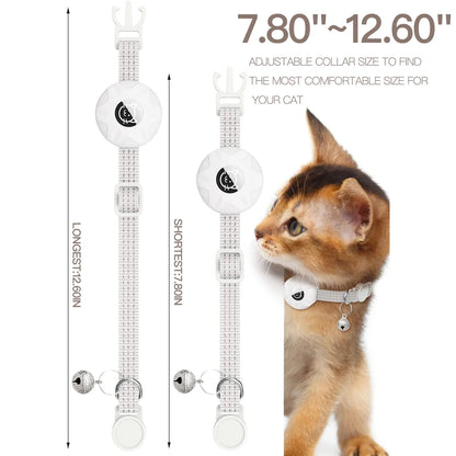 Air Tag Pet Collar with Airtag Holder and Bell Reflective GPS Kitten Collar for Girl Boy Cats Gatos