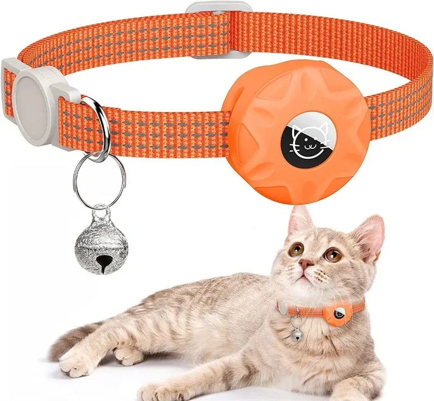 Air Tag Pet Collar with Airtag Holder and Bell Reflective GPS Kitten Collar for Girl Boy Cats Gatos