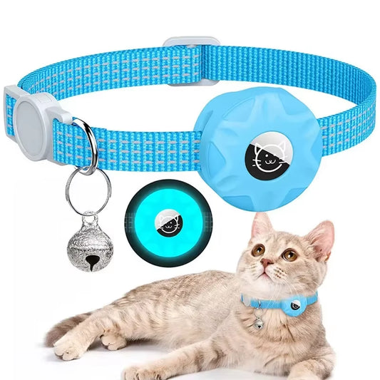 Air Tag Pet Collar with Airtag Holder and Bell Reflective GPS Kitten Collar for Girl Boy Cats Gatos