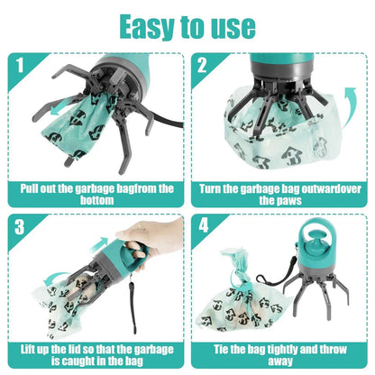 Portable Dog Waste Management Tool with Built-In Garbage Bag - Handheld, No-Touch Pooper Scooper for Outdoor Use